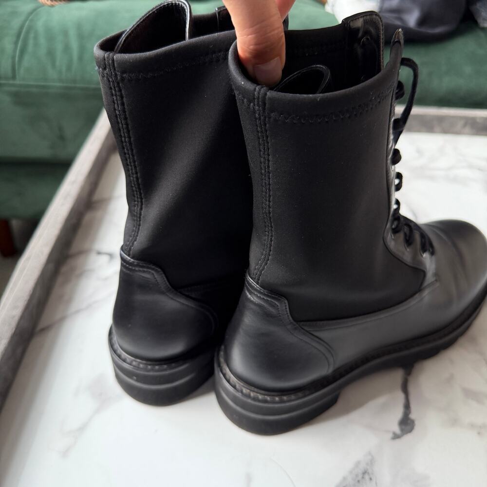Stuart Weitzman Ande Lift Bootie Black Leather Combat Boots Size 9.5 - Picture 8 of 12